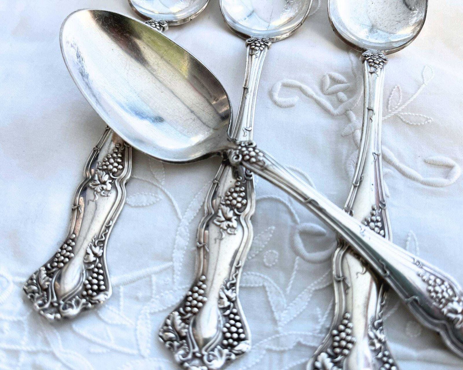 Rogers Bros Soup Spoons | 4pcs | Silver Plate Grapes Vine | Ready To Use photo for sale