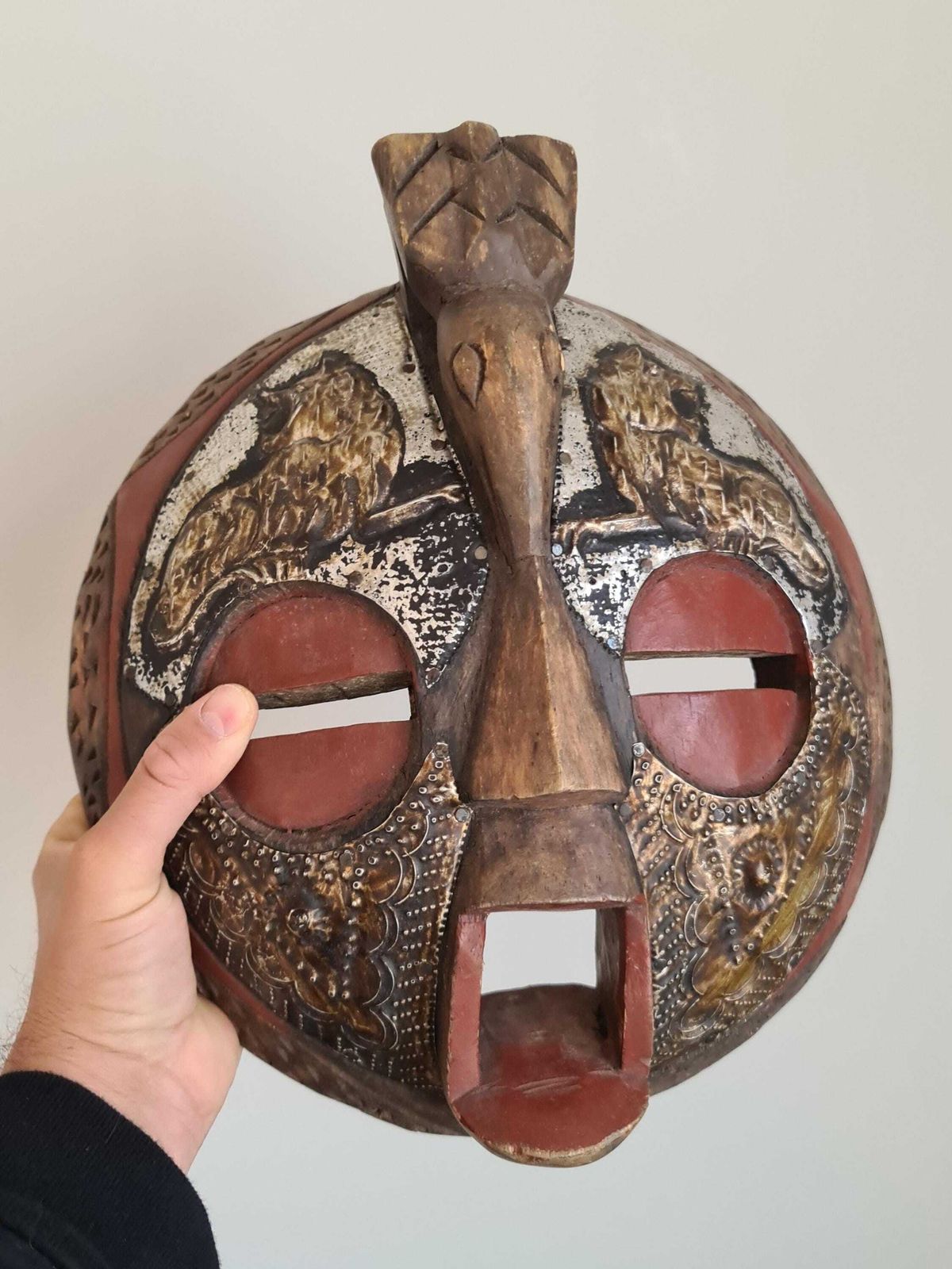 Vintage Luba Kifwebe African Mask In Carved Wood – Ethnic Tribal Art – Wall Decor & Handicraft Object – Antique Mask photo 232.0
