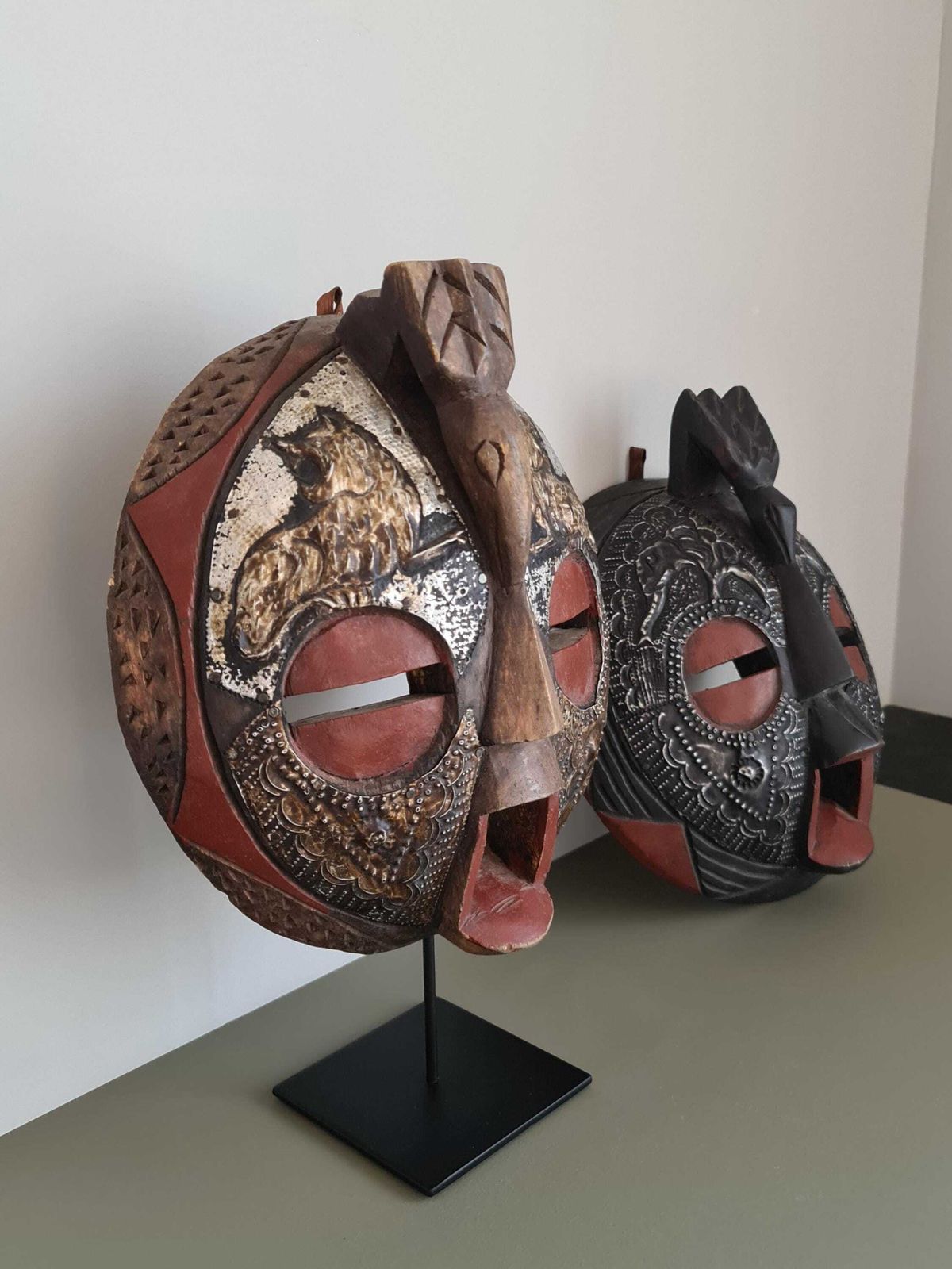 232.0 Vintage Luba Kifwebe African Mask In Carved Wood – Ethnic Tribal Art – Wall Decor & Handicraft Object – Antique Mask photo
