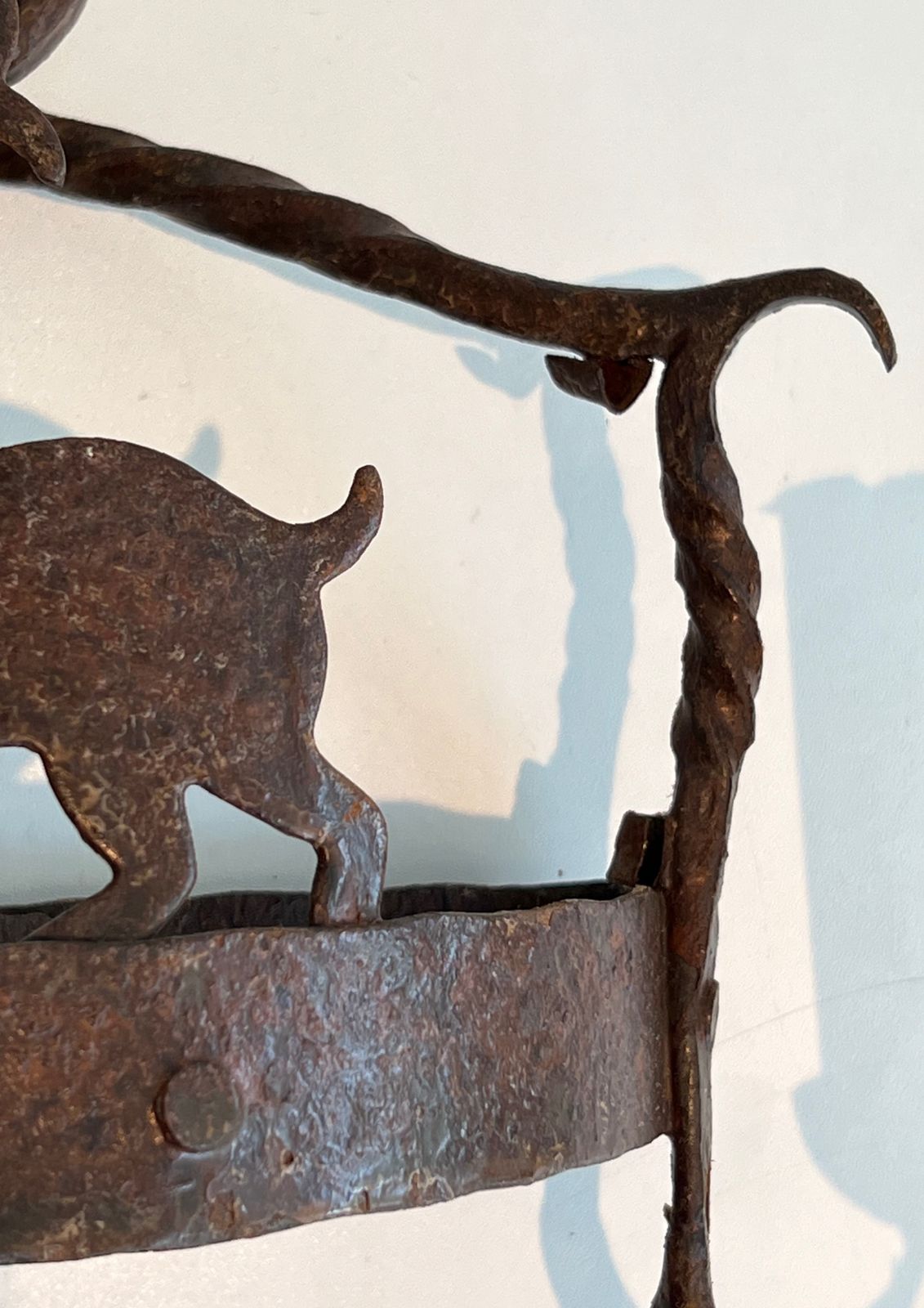 Pair Of Wrought Iron Wall Sconces Depicting Animals photo vintage