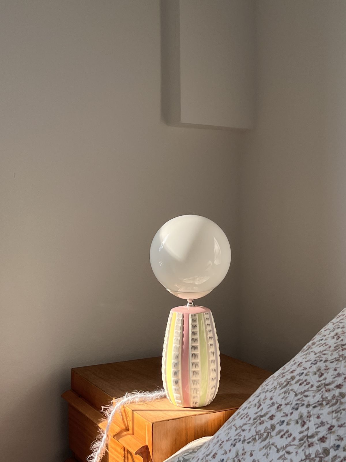 Mid Century Modern Ceramic Table Lamp By Hj Wood Staffordshire With Globe Lampshade