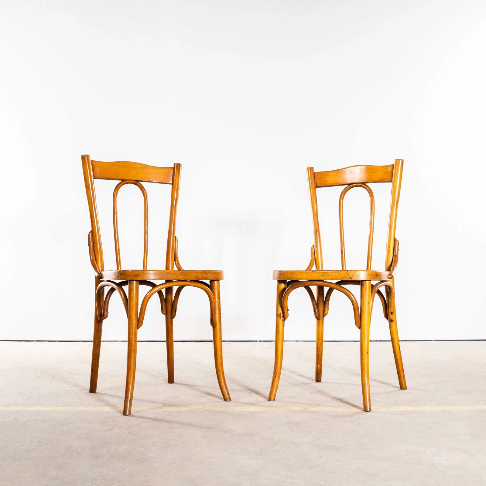 1950’s Enclosed Hoop Back Bentwood Dining Chairs – Pair