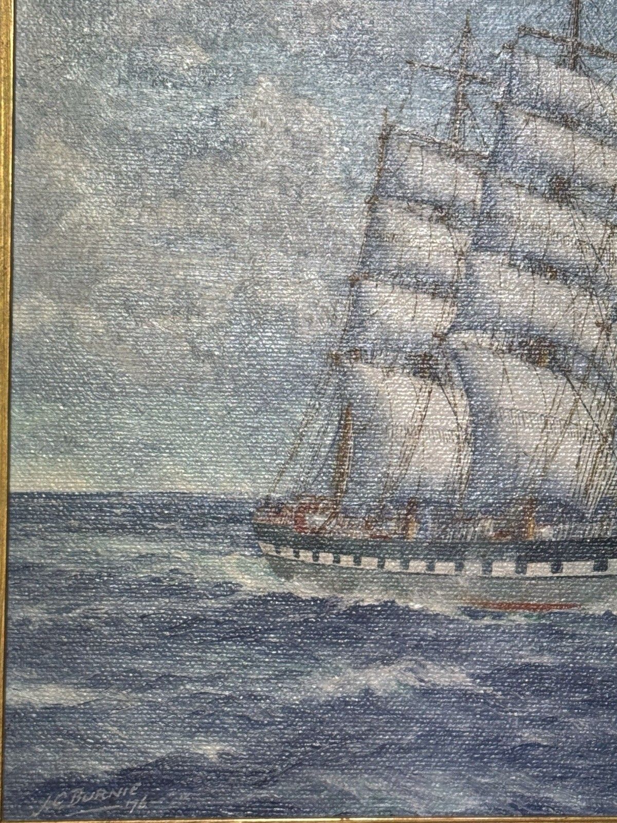 photo vinterior Baroque Sailing Vessel Ross Shire Clipper Ship Oil Painting On Canvas J C Burnie