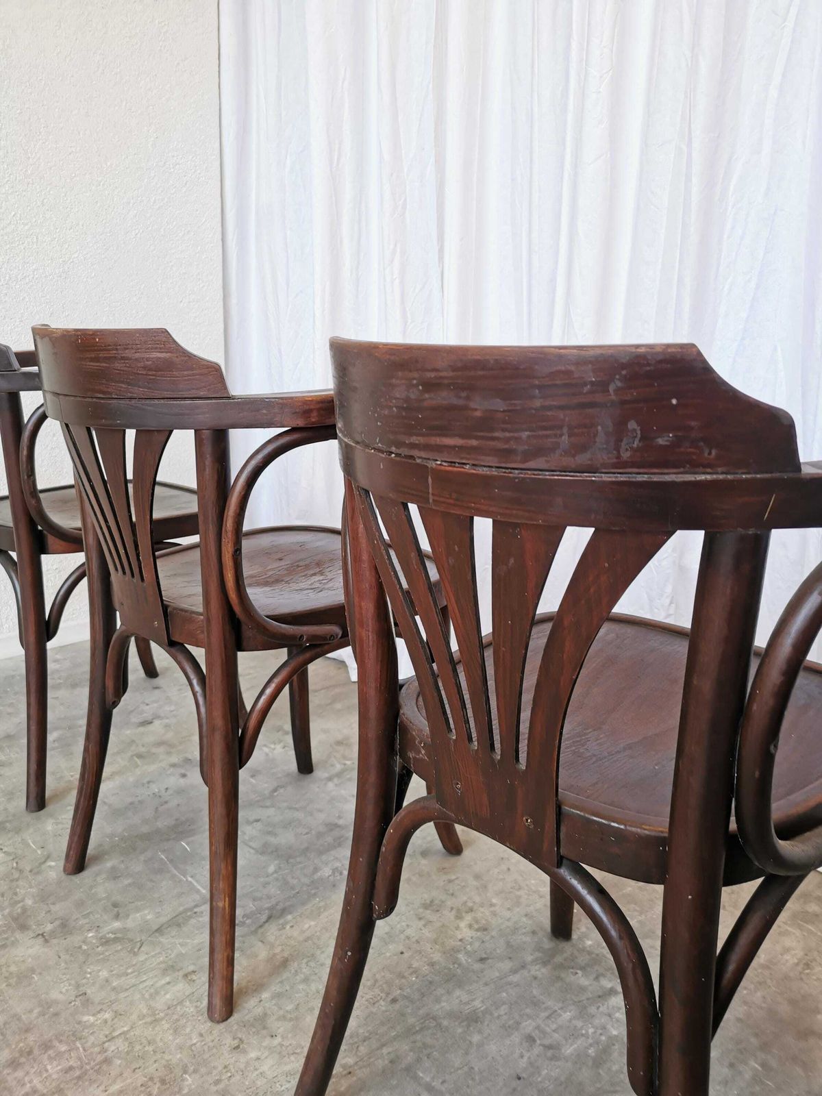 850.0 Set Of 4 Vintage Bentwood Dining Chair: Mid Century Thonet Style Armchair photo