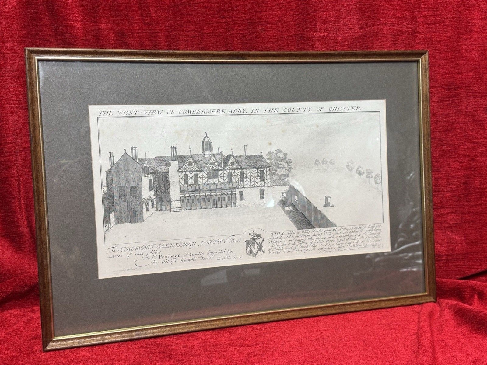 Combermere Abbey, Cheshire Antique Lithograph Print 1727 (1880) By Buck Brothers photo Art