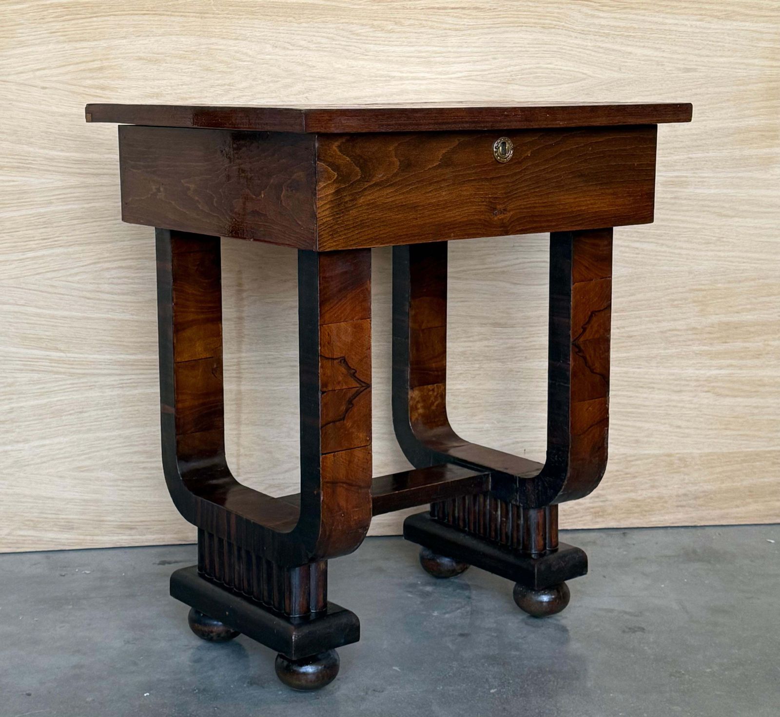 Art Deco Sewing Stand Work Or Side Table Table With Black Ebonized Details photo vinterior