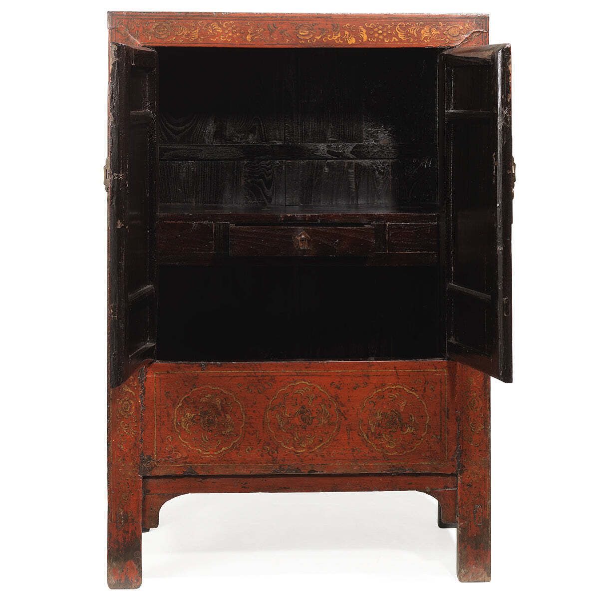 Mid Size Red And Gold Painted Cabinet photo 2995.0