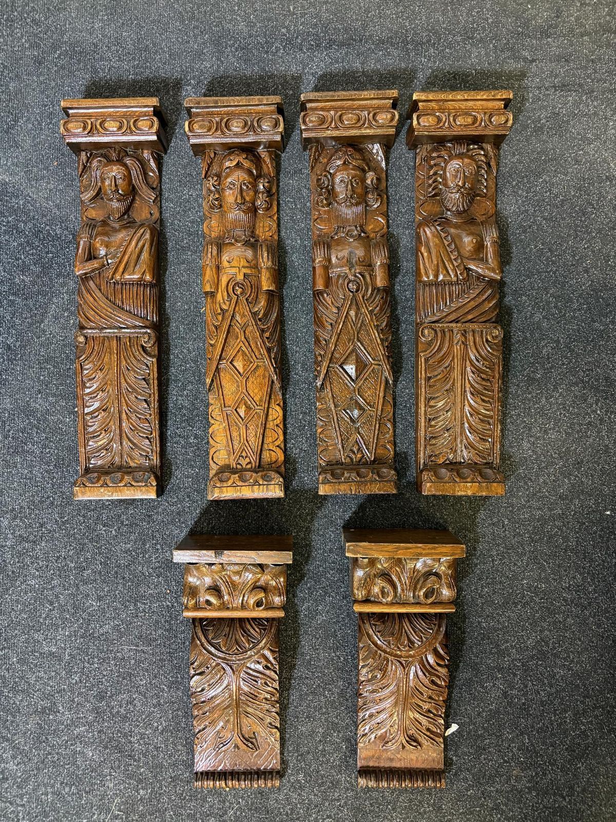 Set Of 18th Century Carved Oak Herm Mounts And Corbels photo furniture