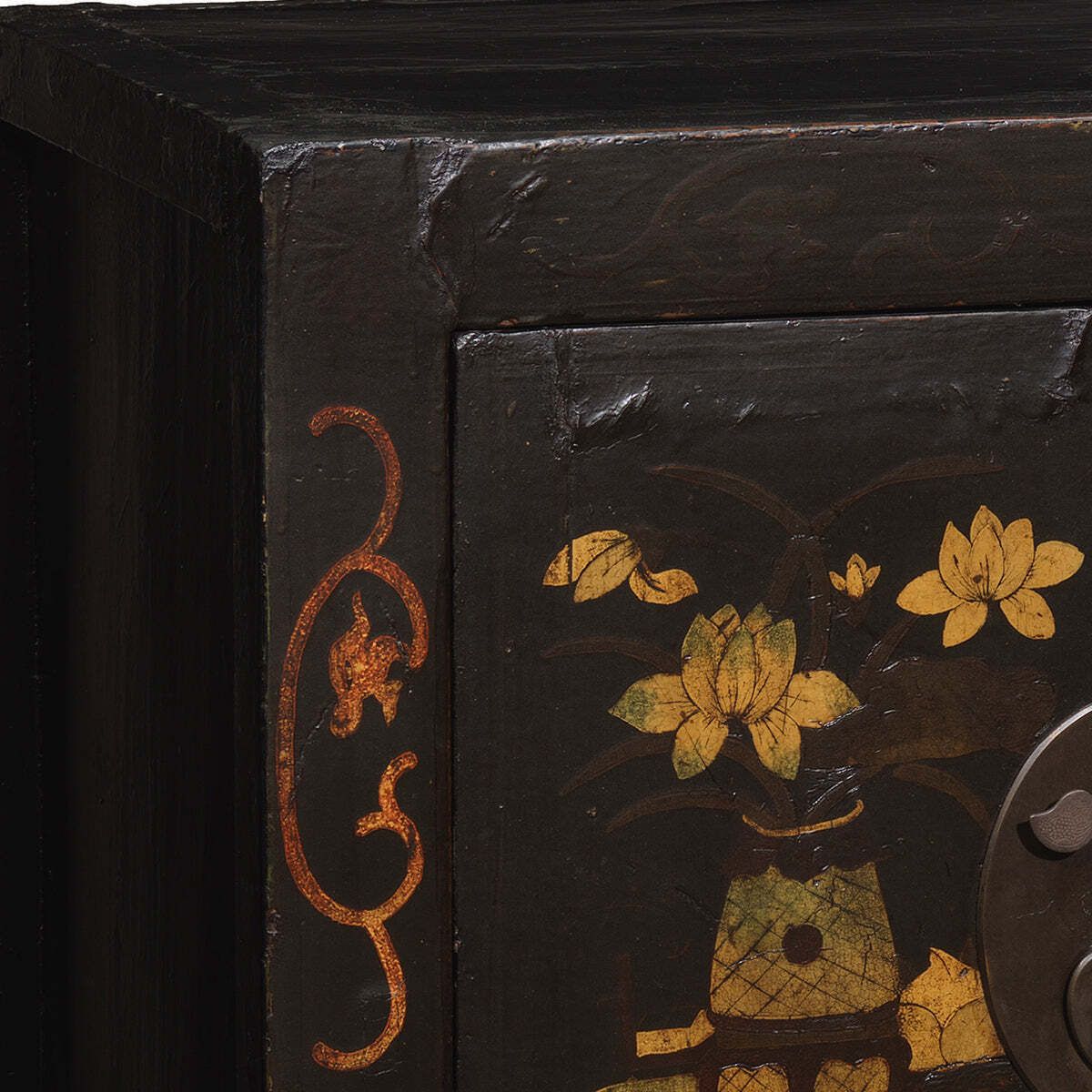photo for sale Black Painted Double Cabinet With Curios