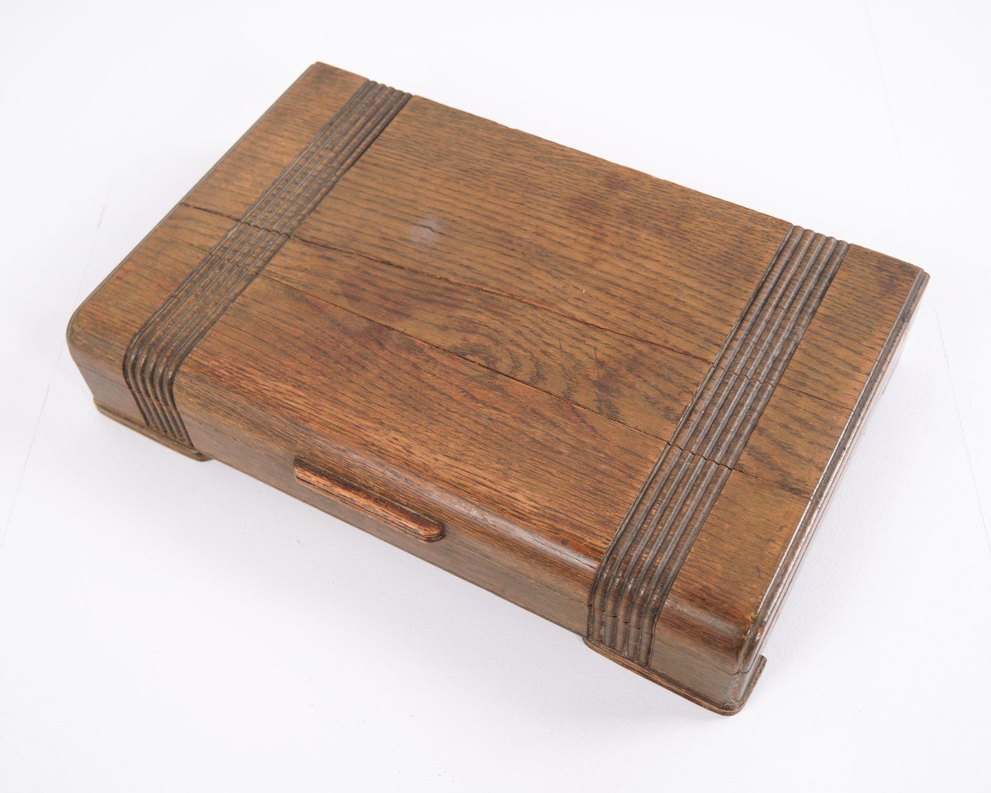 Cutlery Box   Oak   Green   Brass Fittings   Antique photo Home Decor