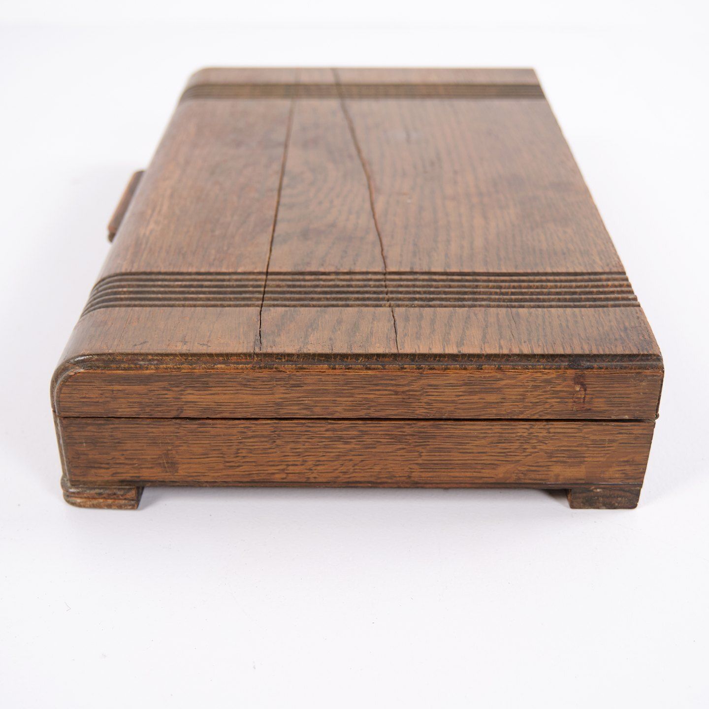 photo for sale Cutlery Box   Oak   Green   Brass Fittings   Antique