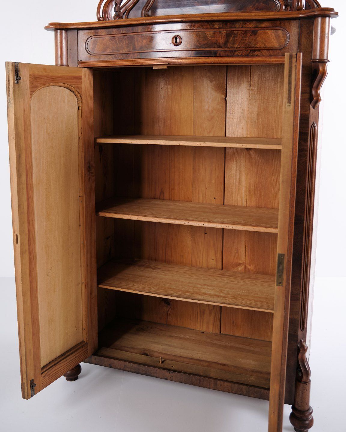 Cabinet   Mahogany   Antique   Carvings   Doors & Shelves   1880s photo buy