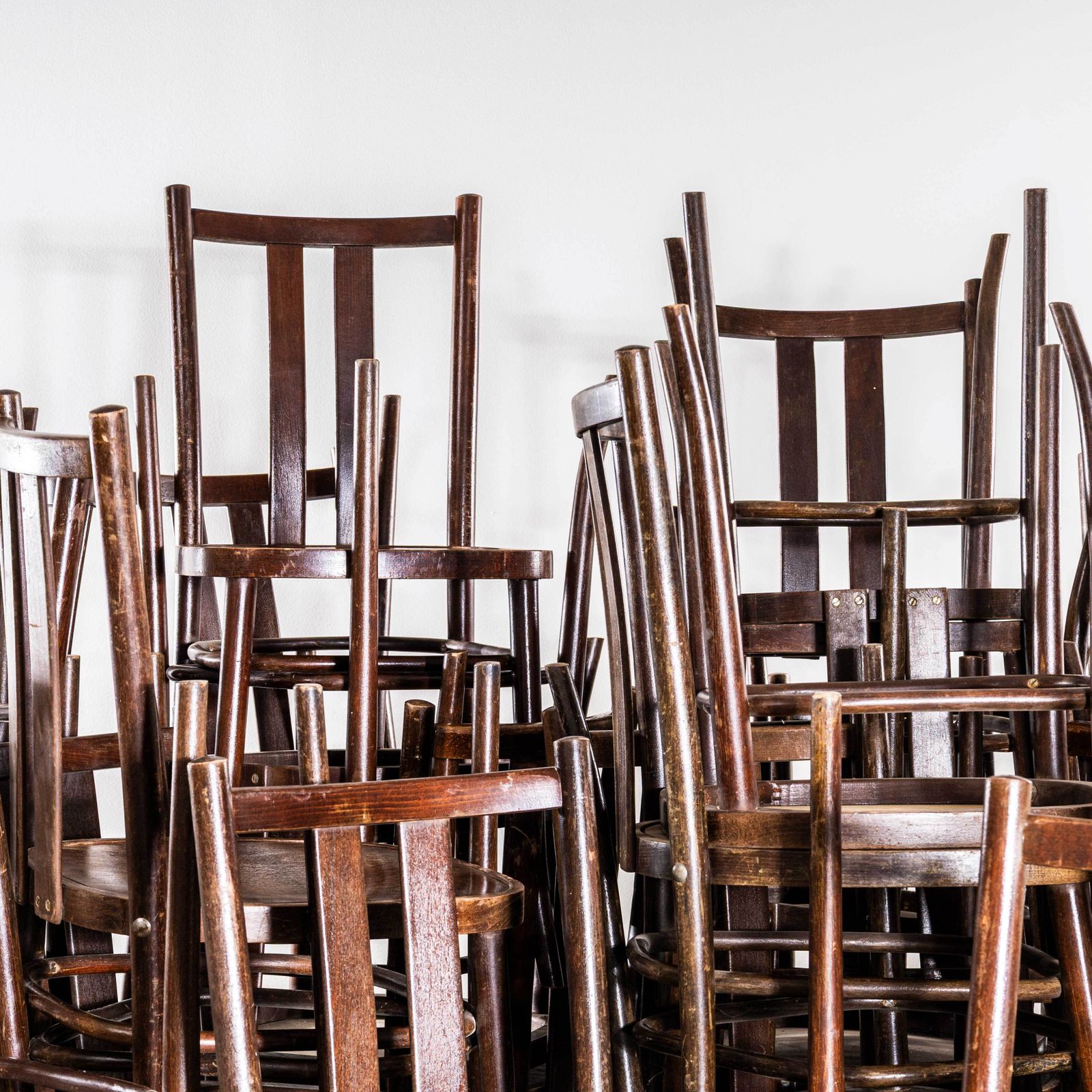 1950's Dark Oak Refined Bentwood Dining Chairs   Set Of Four photo vintage