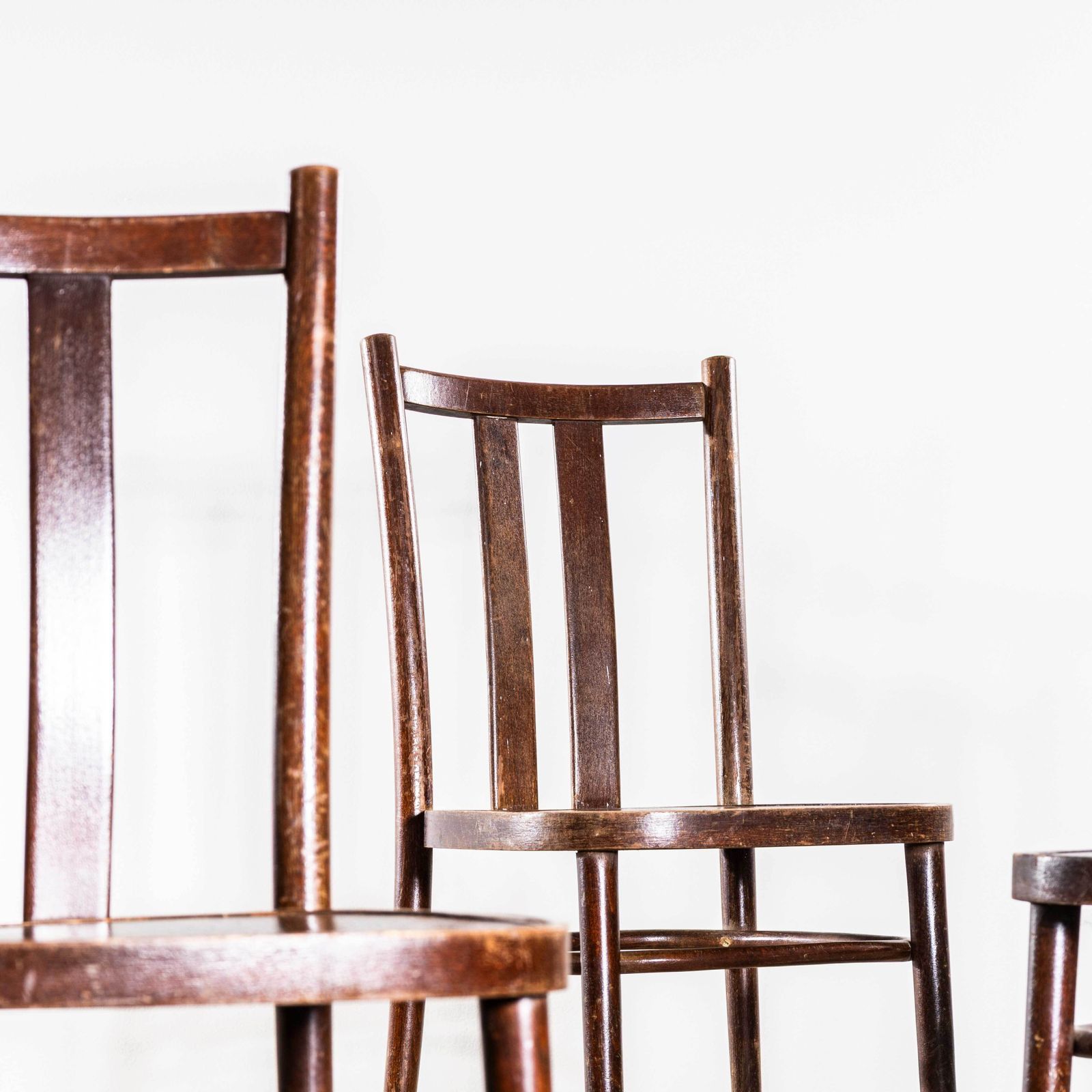 1950's Dark Oak Refined Bentwood Dining Chairs   Set Of Six photo for sale