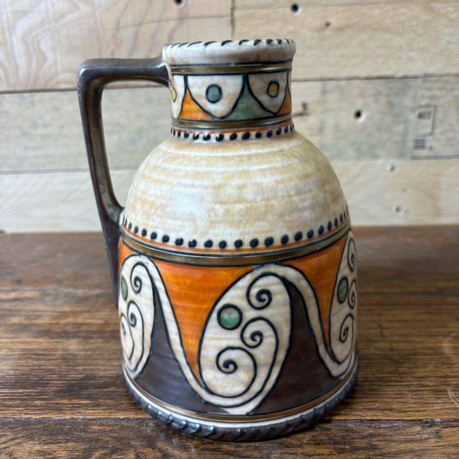 Charlotte Rhead For Crown Ducal Tube‑Lined Handled Vase, Pattern 4926 photo for sale