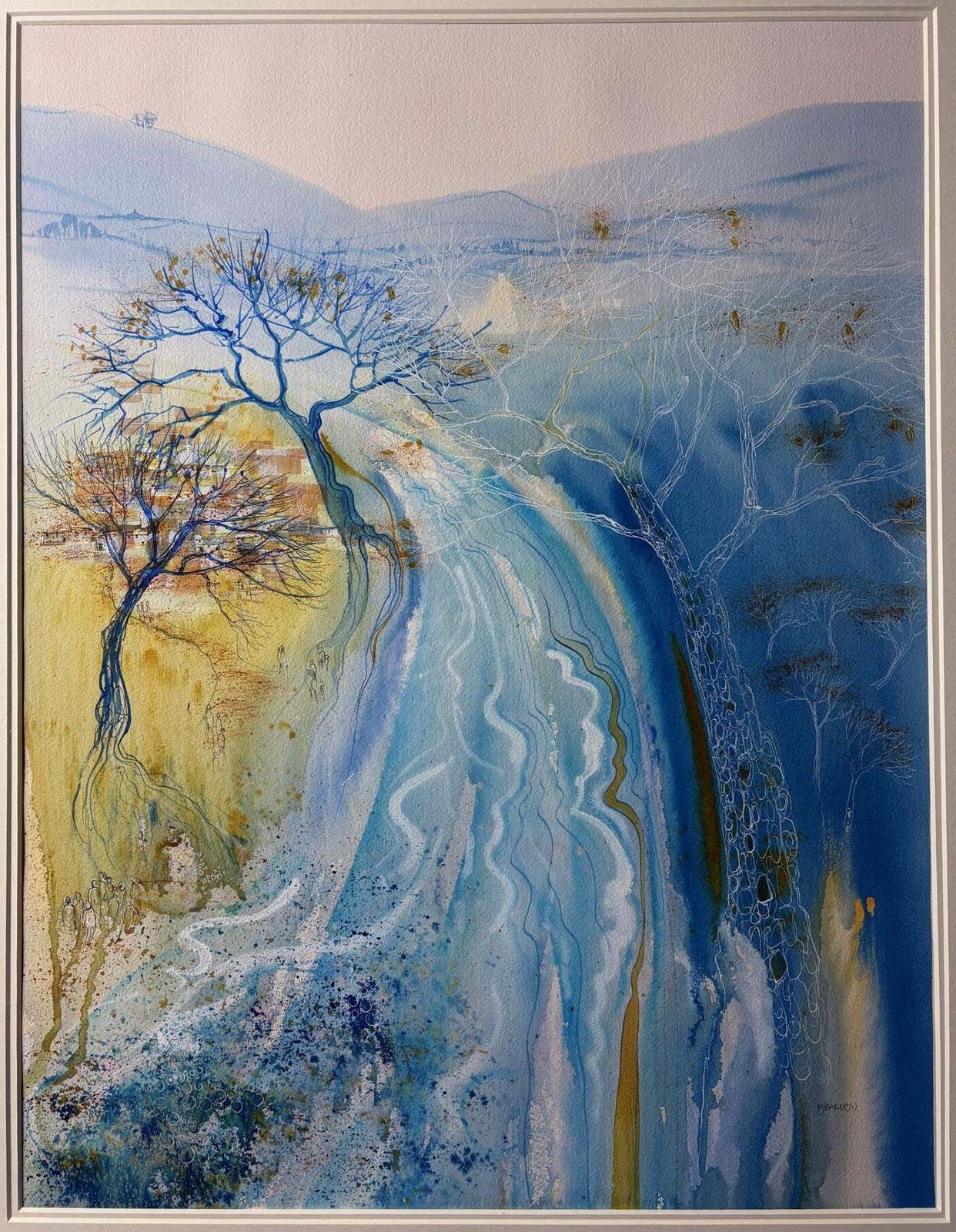 Original Watercolour On Paper, “Tree Of Life,” Signed Lower Right Pj Baker