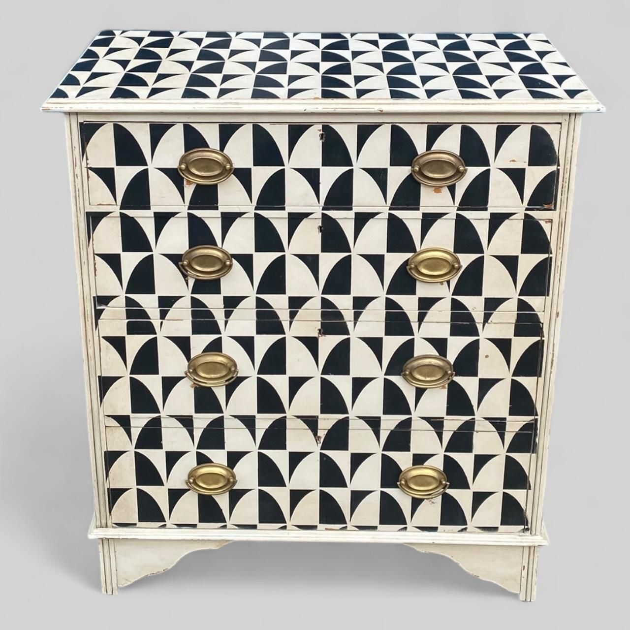 Antique Painted Geometric Chest Of Drawers photo for sale