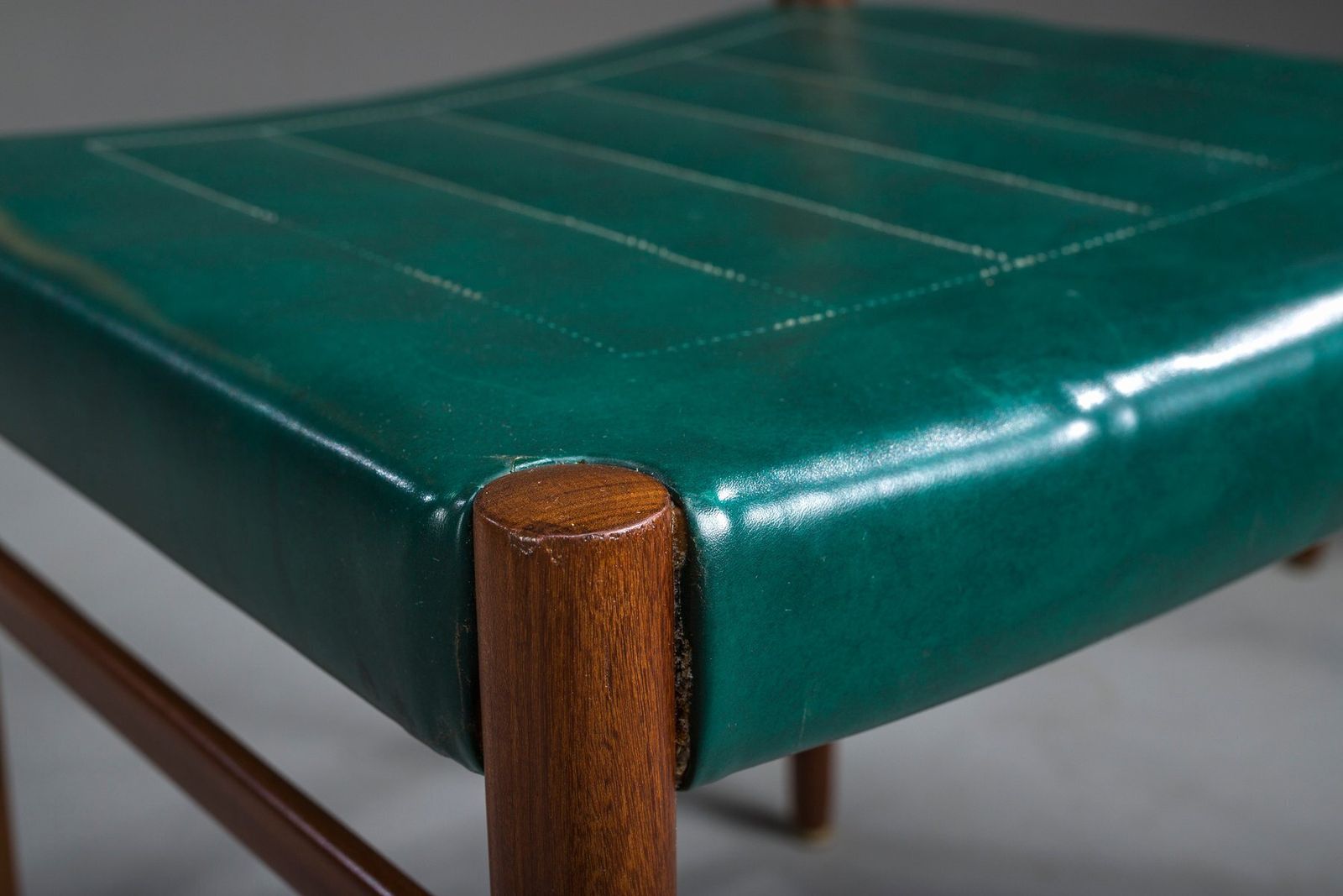 Dining Chairs In Botanical Green Vegan Leather, 1970s, Set Of 4 photo for sale