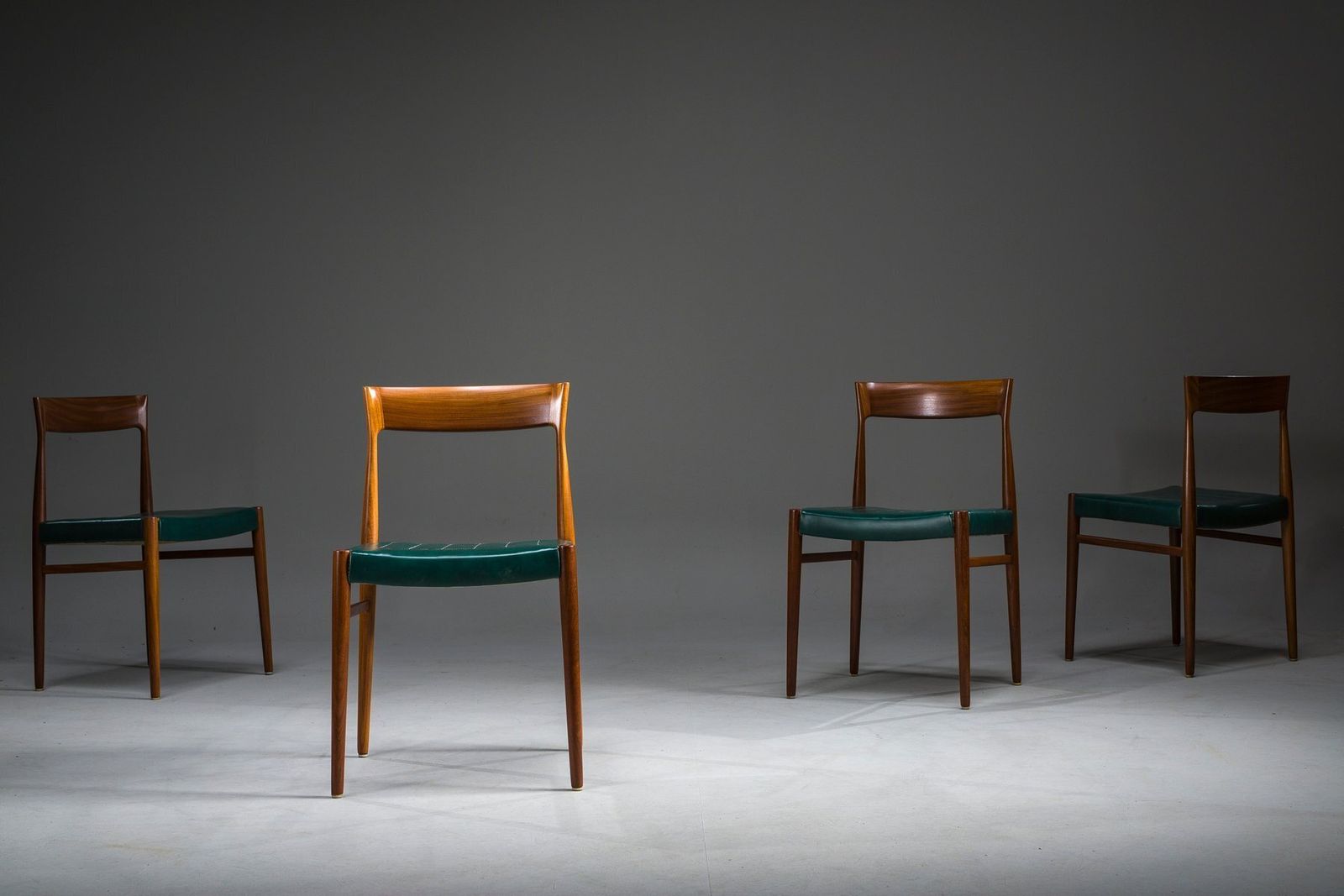Dining Chairs In Botanical Green Vegan Leather, 1970s, Set Of 4 photo vintage