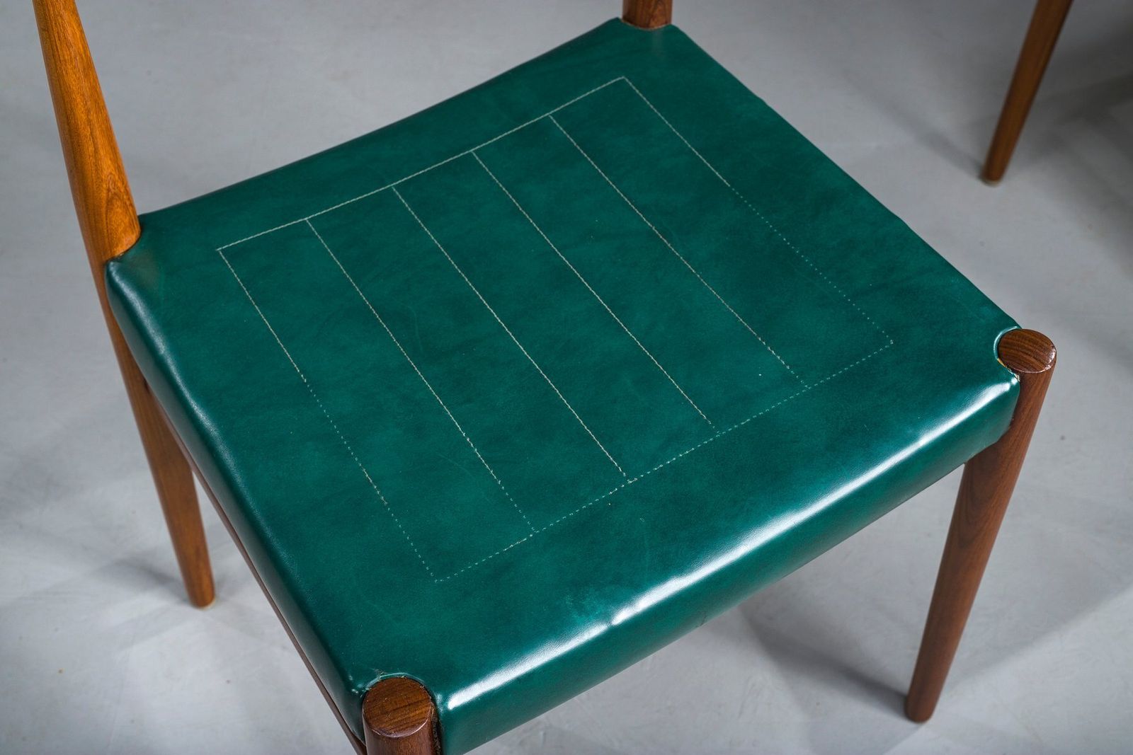 Furniture Dining Chairs In Botanical Green Vegan Leather, 1970s, Set Of 4 photo