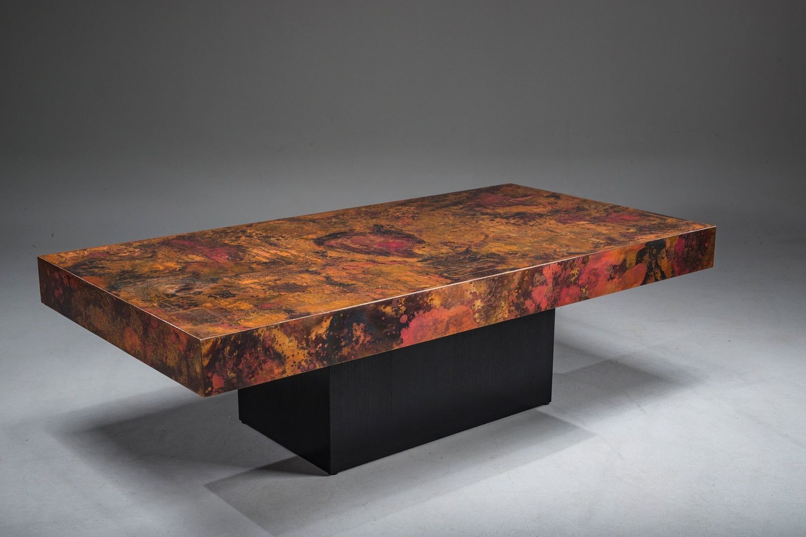 Vintage Copper Coffee Table From Bernhard Rohne, 1970s photo Furniture
