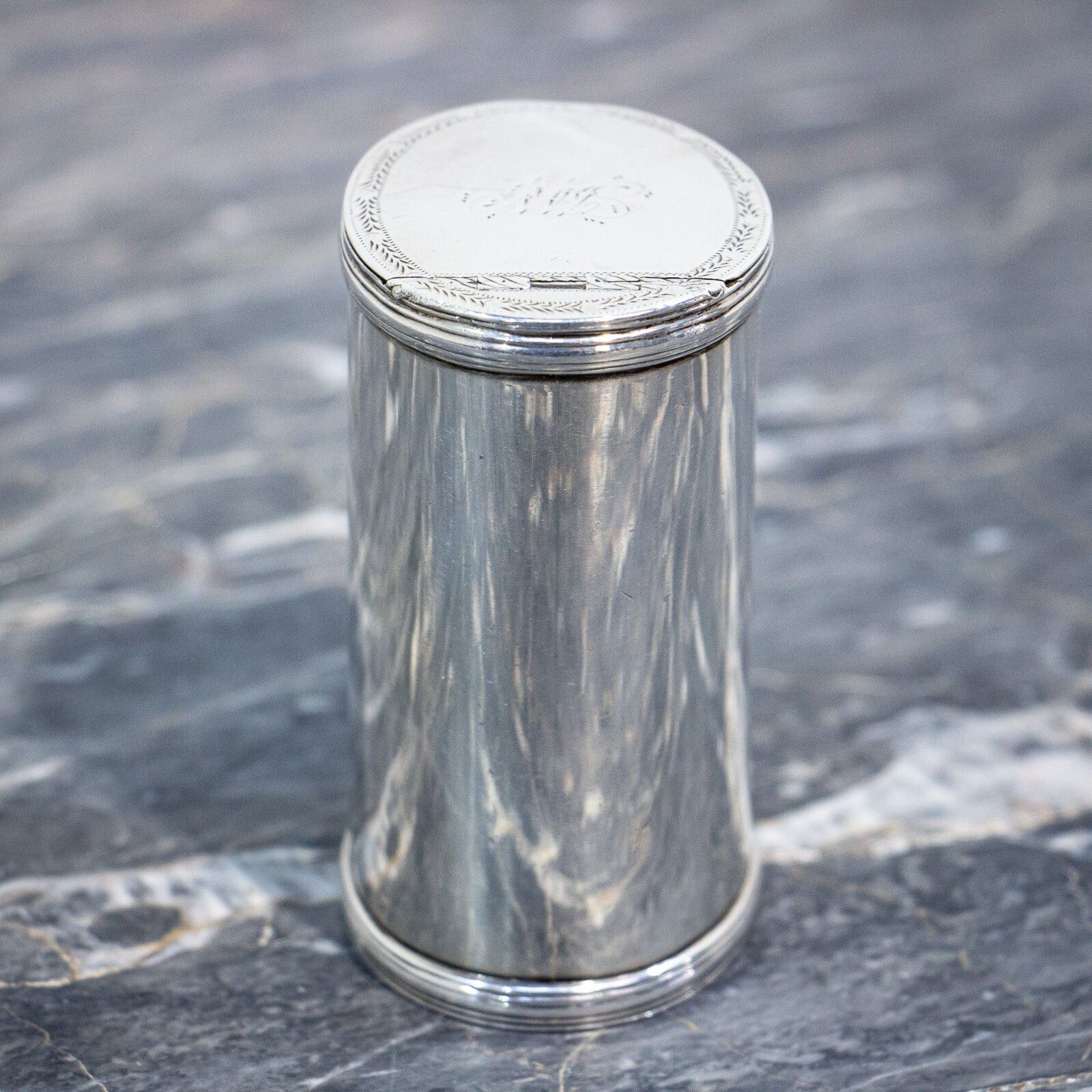 Georgian Scottish Oval Silver Snuff Box photo vinterior