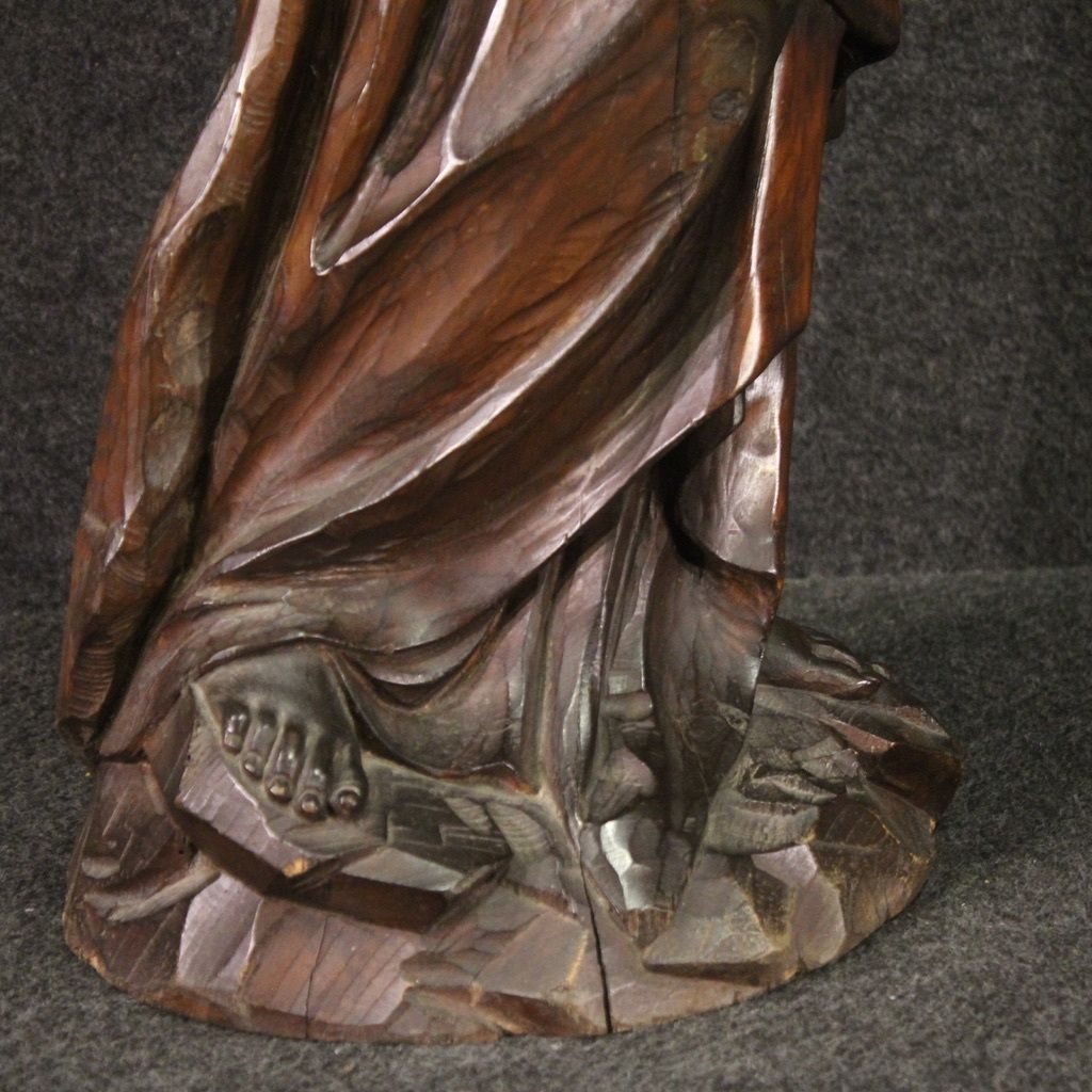 19th Century Religious Wooden Sculpture photo vintage