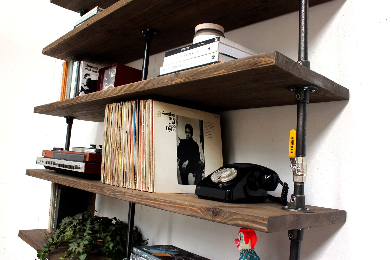 Saul Industrial Reclaimed Scaffold Board And Dark Steel Pipe Shelving Unit With Roll Out Drawers photo 1600.0