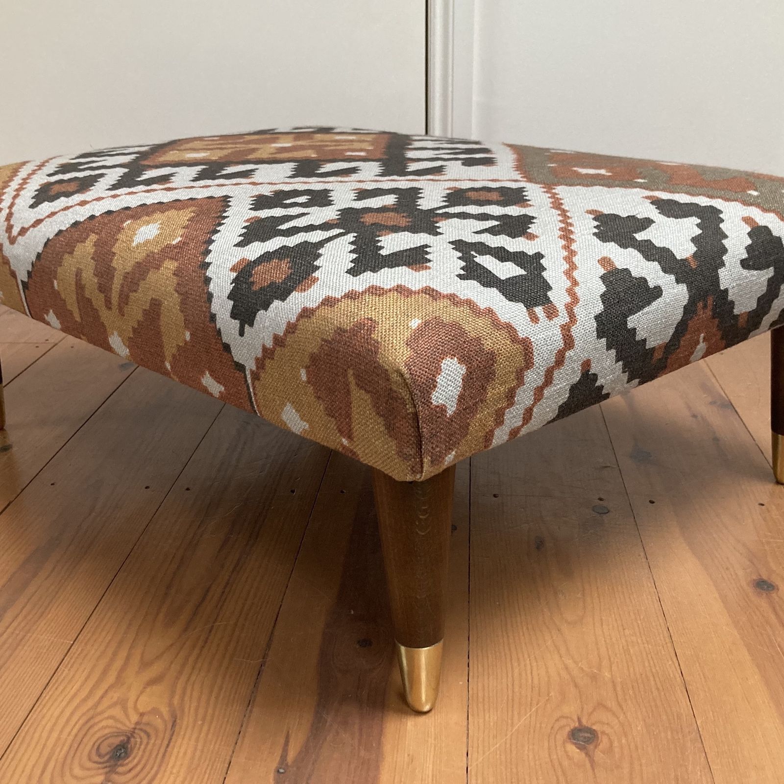 Footstool With Wooden Legs Covered With Linwood Fabric Free Delivery photo 195.0