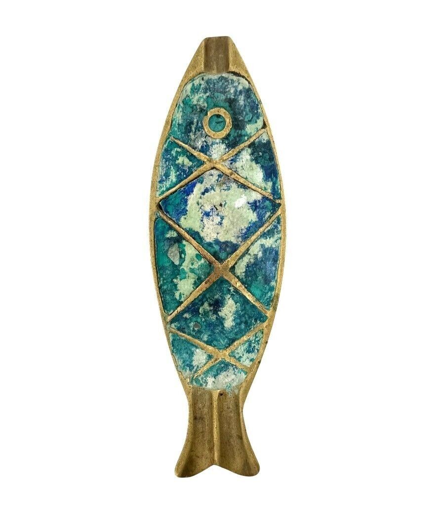 A Pair Of 1950s Malachite And Brass Fish Ashtrays By Pepe Mendoza photo for sale
