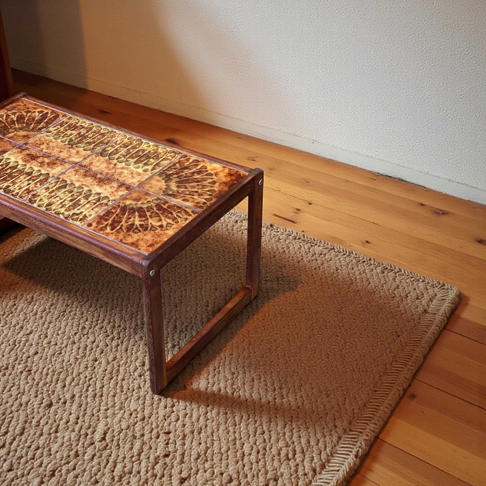 Mid Century Teak Coffee Table With Original Tile Inset – Danish Import 1970s photo for sale