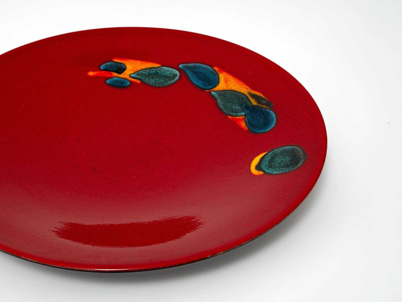Poole Pottery Odyssey Large 40.5cm Vintage Plate Charger Red Yellow: Mid Century Home Decor photo 125.0