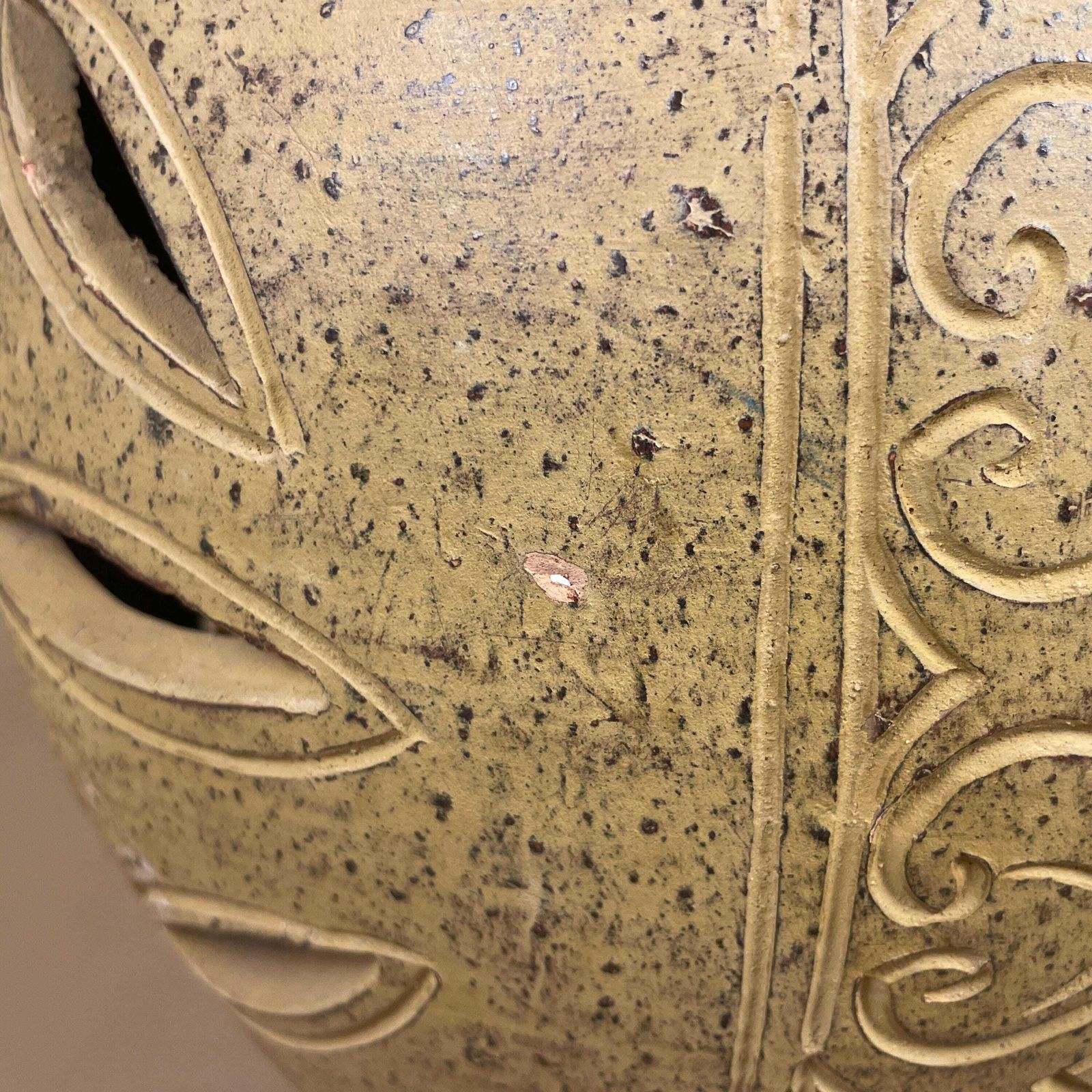Lighting Ceramic Clay Patterned Studio Pottery Lamp Bedside Table Light Round Vase Retro Cottage Natural Antique Pattern Handmade Textured Vintage photo