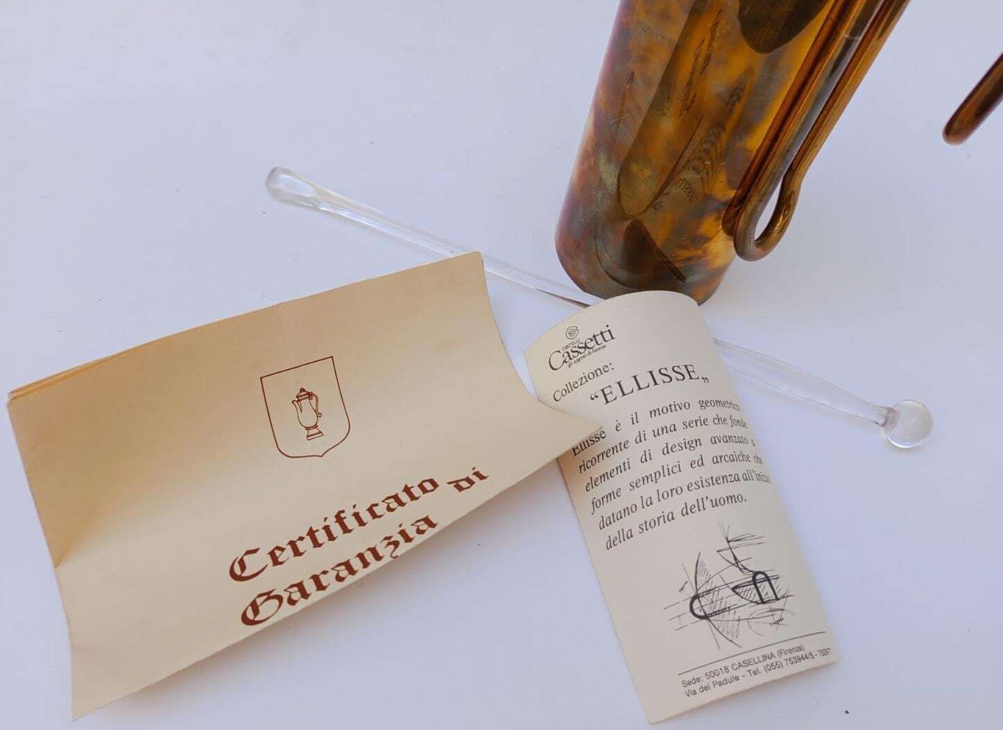 Rare Shaker Ellisse Design Fratelli Cassetti Vintage Brass Glass Jug Hollywood photo vinterior