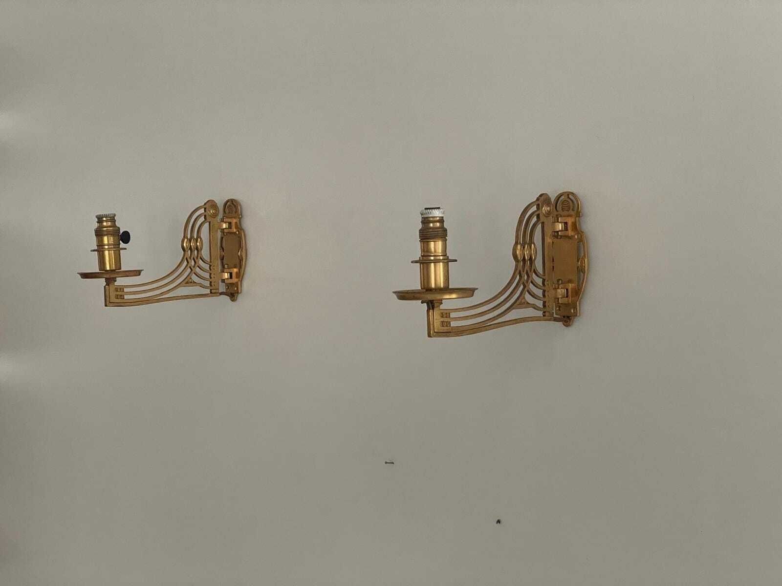 Exclusive Brass Art Nouveau Pair Of Wall Lights, 1920s, Germany photo for sale