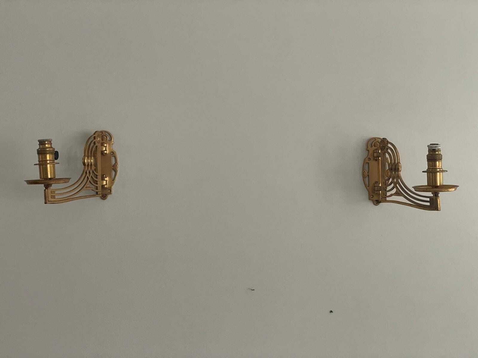 Exclusive Brass Art Nouveau Pair Of Wall Lights, 1920s, Germany photo 1474.0
