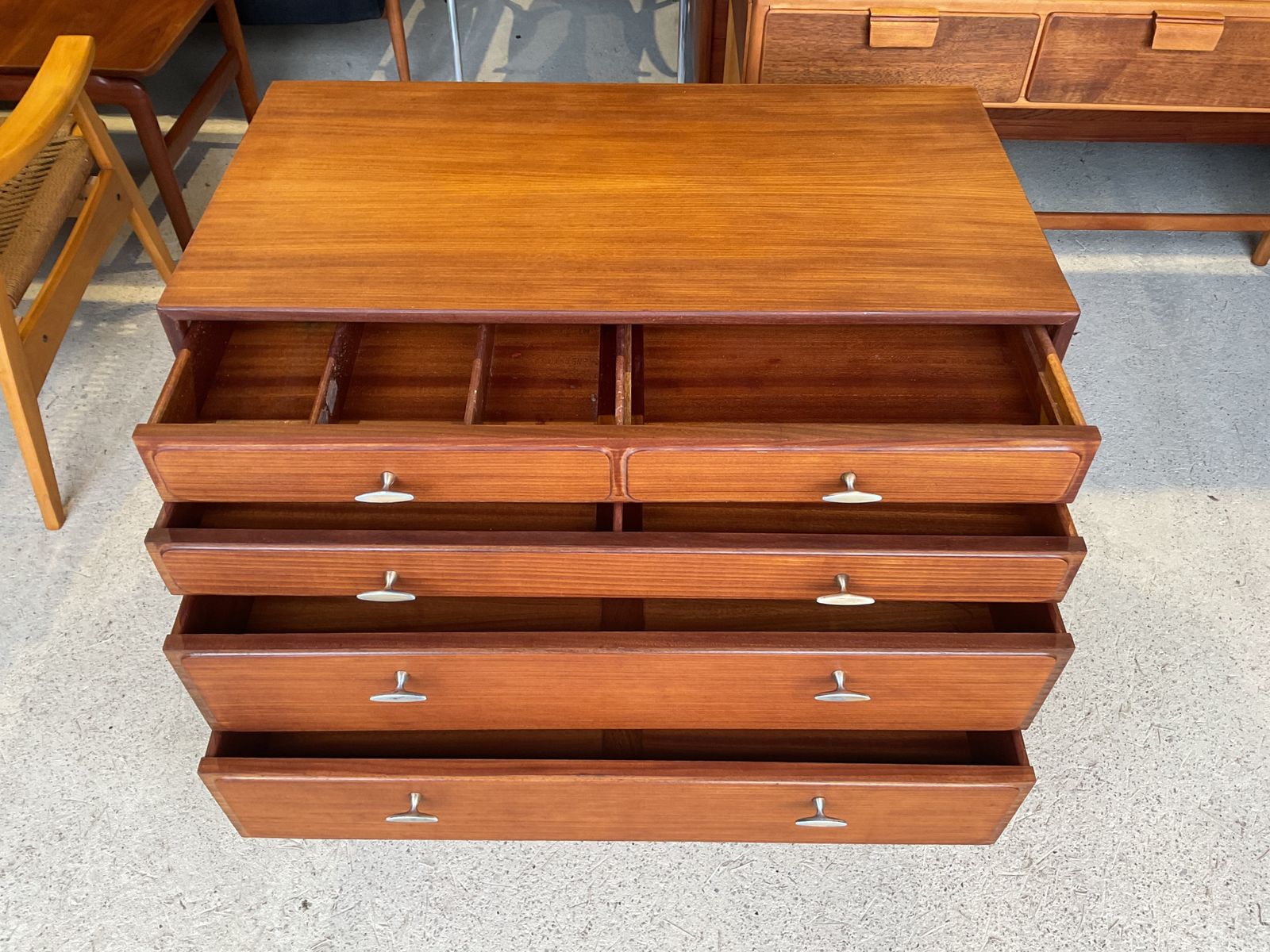 Furniture Mid Century Teak Chest Of Drawers photo