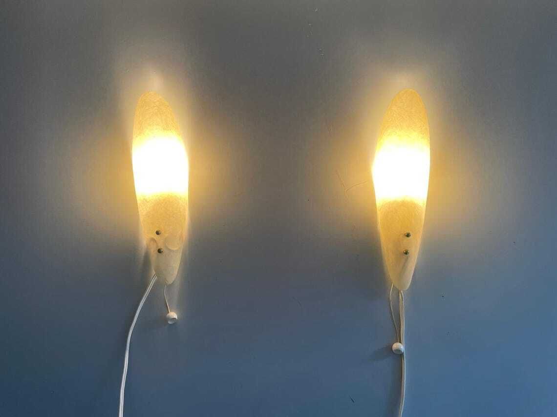 Elegant Leaf Design Fiberglass Pair Of Sconces 1960s Germany photo furniture