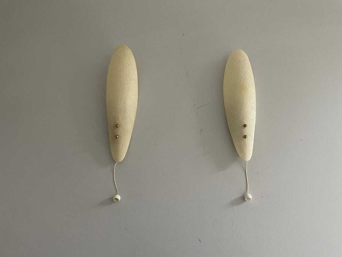 Elegant Leaf Design Fiberglass Pair Of Sconces 1960s Germany photo vinterior
