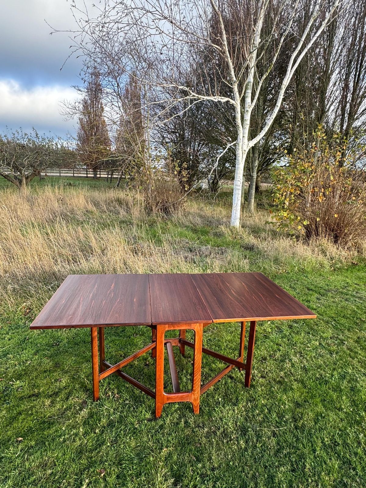 Mid Century Rosewood Drop Leaf Dining Table By Bendt Winge For Kleppes Moblefabrick, Norway 1960.