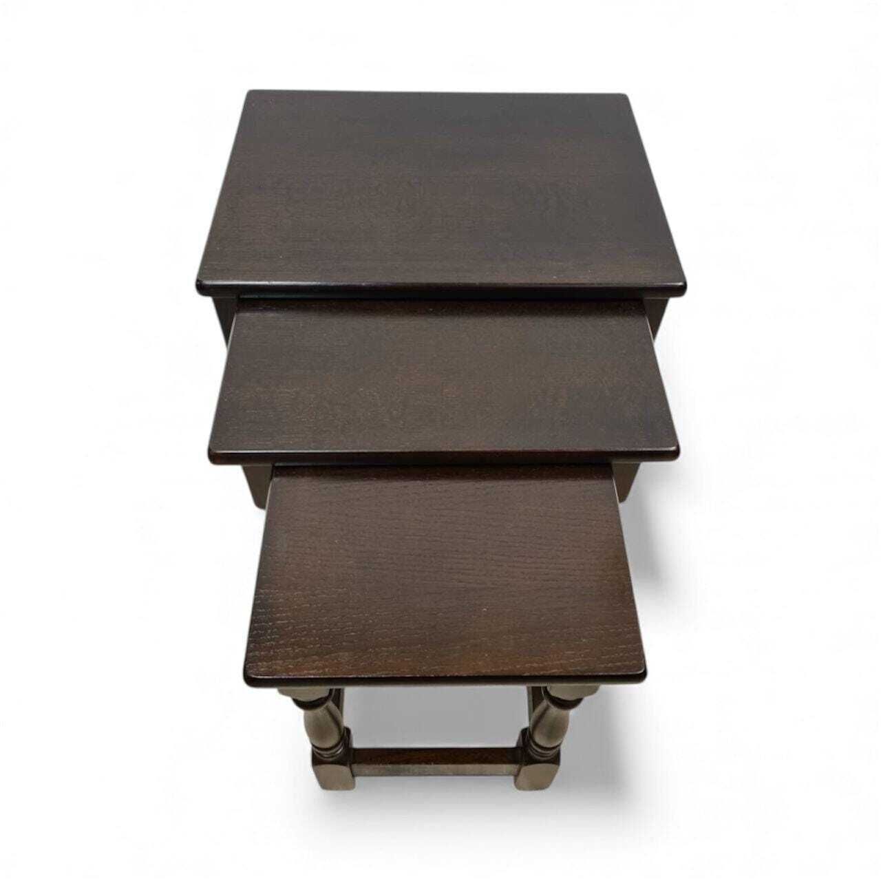 Vintage Set Of Three Oak Nesting Tables / 1970s photo furniture