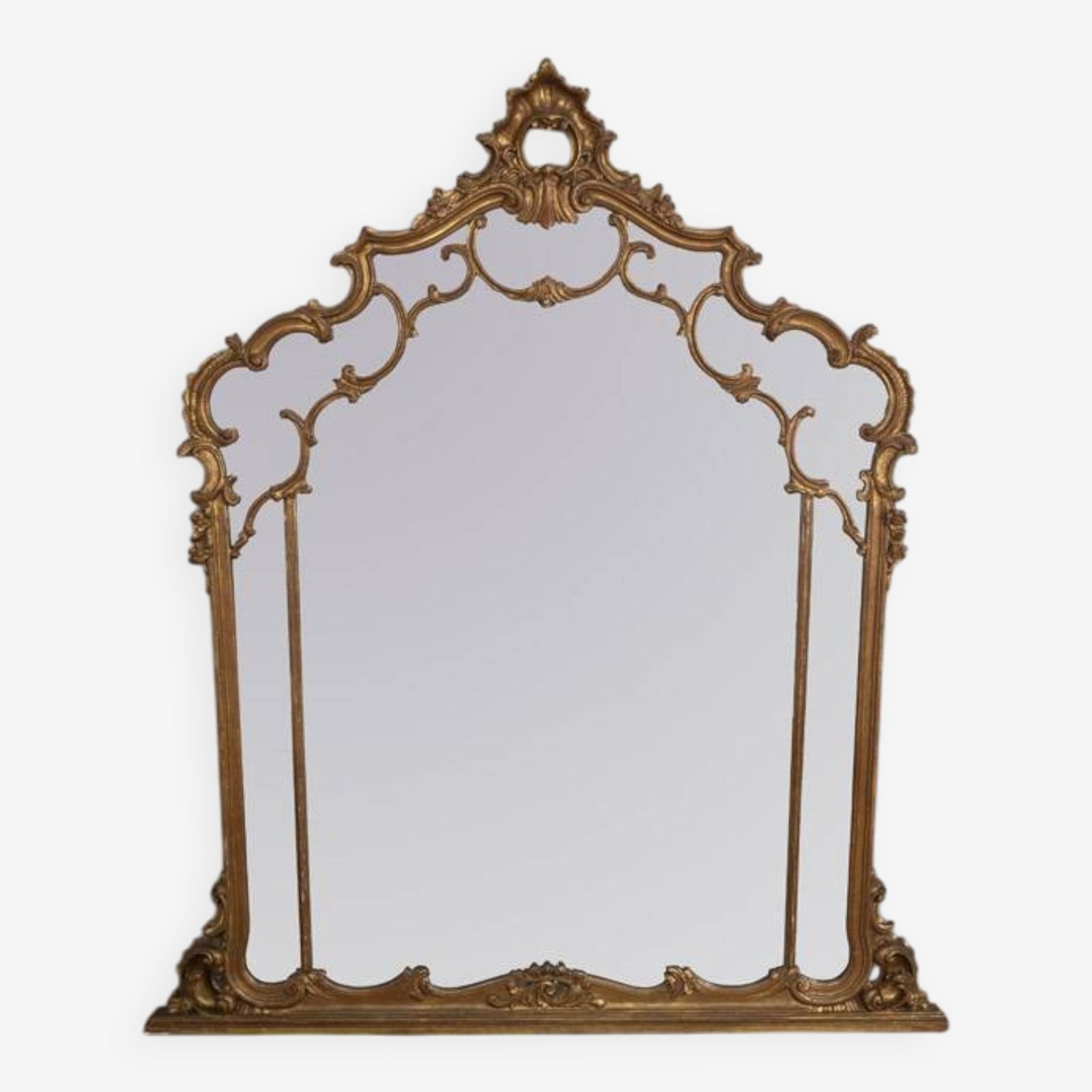 Early 20th Century Gilded Wooden Wall Mirror In Baroque Style photo furniture