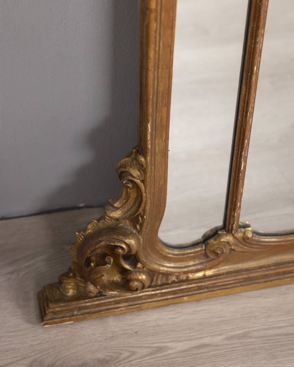 Early 20th Century Gilded Wooden Wall Mirror In Baroque Style photo vintage
