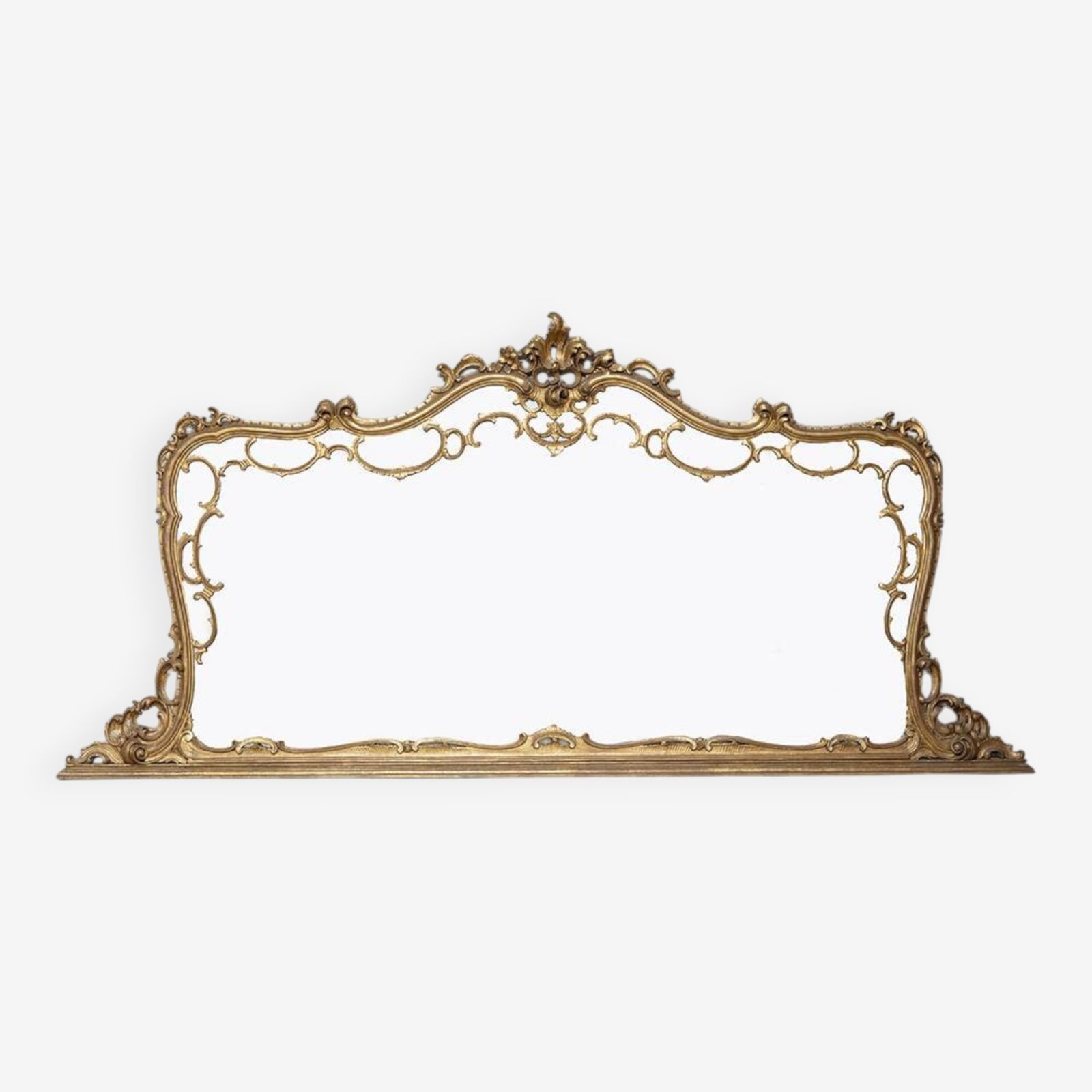 Large Early 20th Century Wall Mirror In Gilded Wood, Baroque Style photo furniture