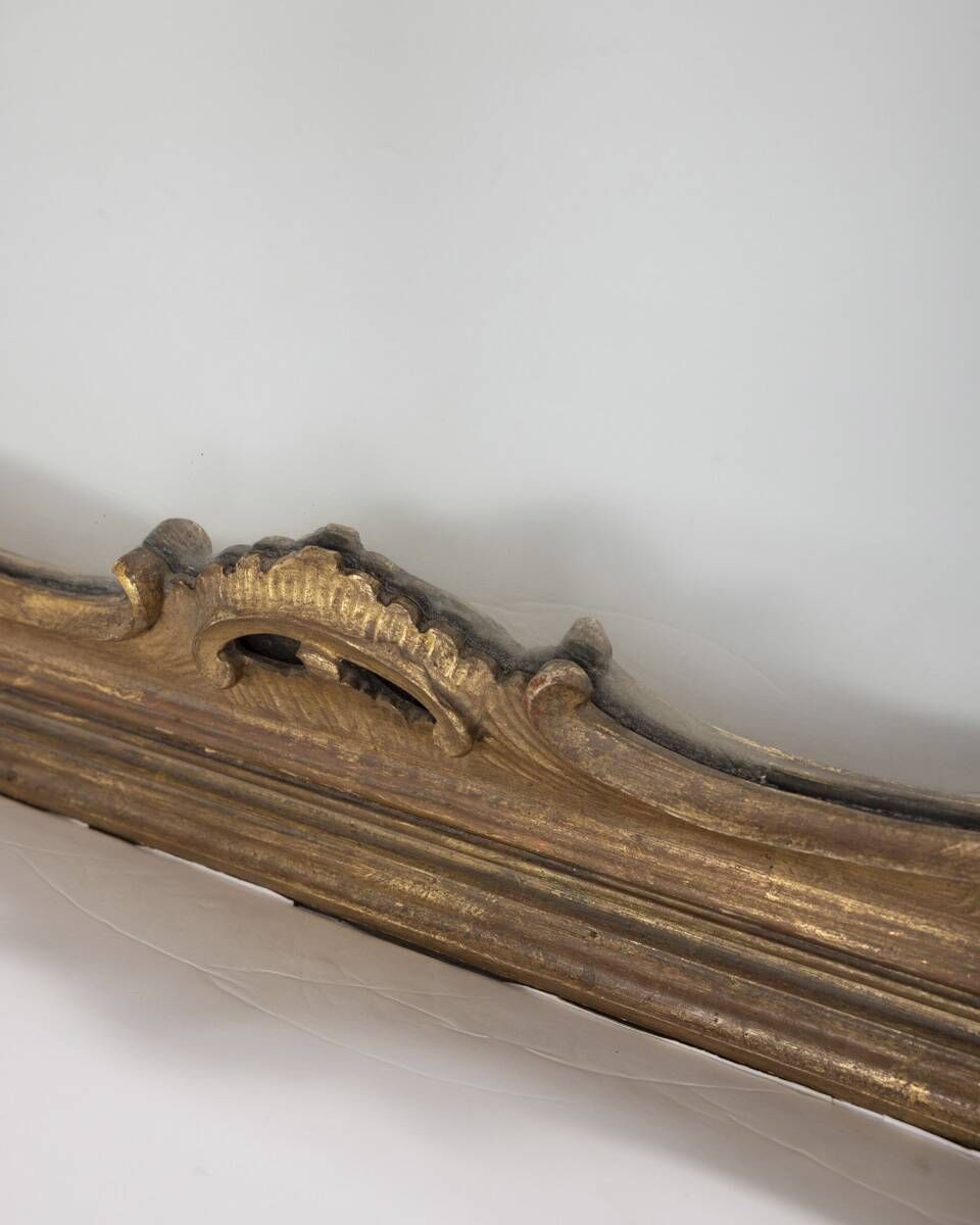 Large Early 20th Century Wall Mirror In Gilded Wood, Baroque Style photo vintage