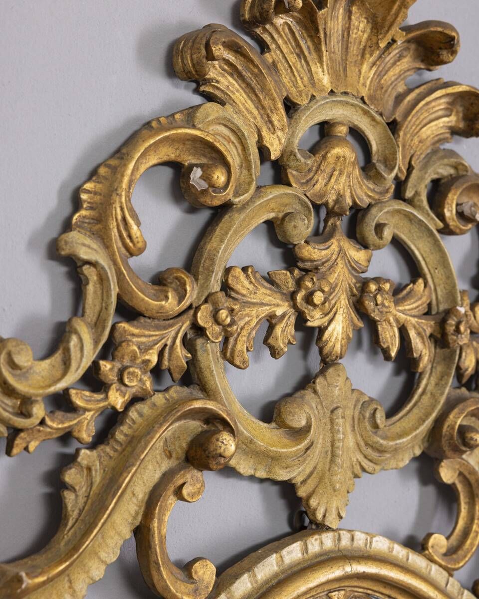 1269.0 Early 20th Century Gilded Wood Baroque Style Wall Mirror photo