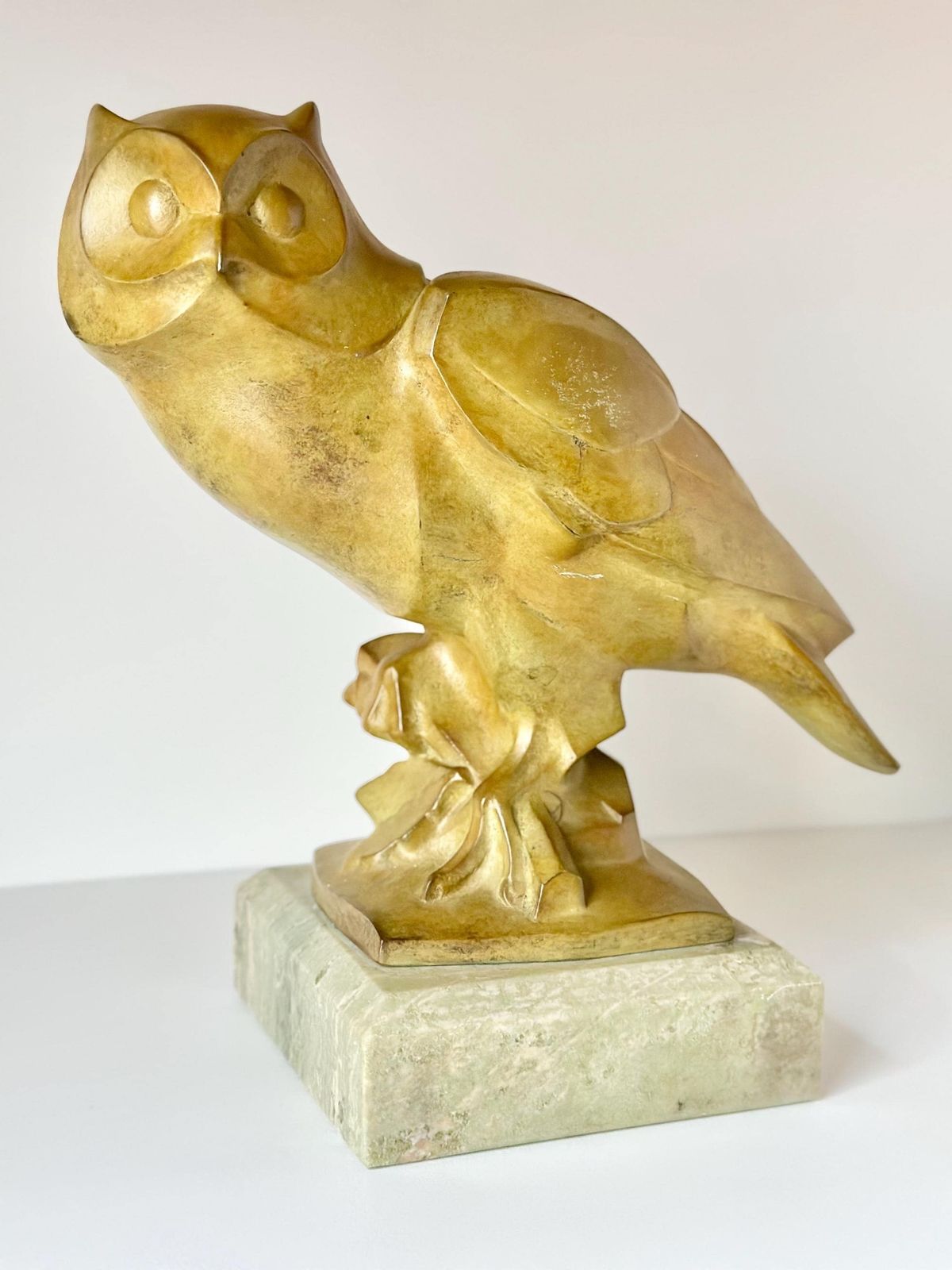 British Sculptor Philip Nathan Frss B 1941 Art Deco Style Bronze Owl On Marble Base Circa 1980 photo for sale