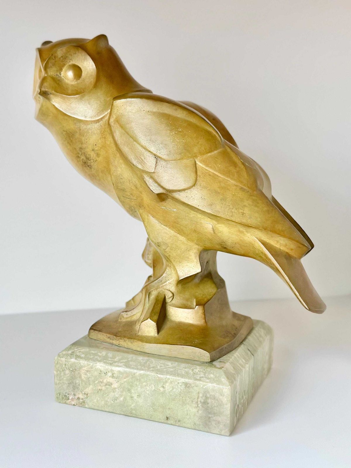 British Sculptor Philip Nathan Frss B 1941 Art Deco Style Bronze Owl On Marble Base Circa 1980 photo Art