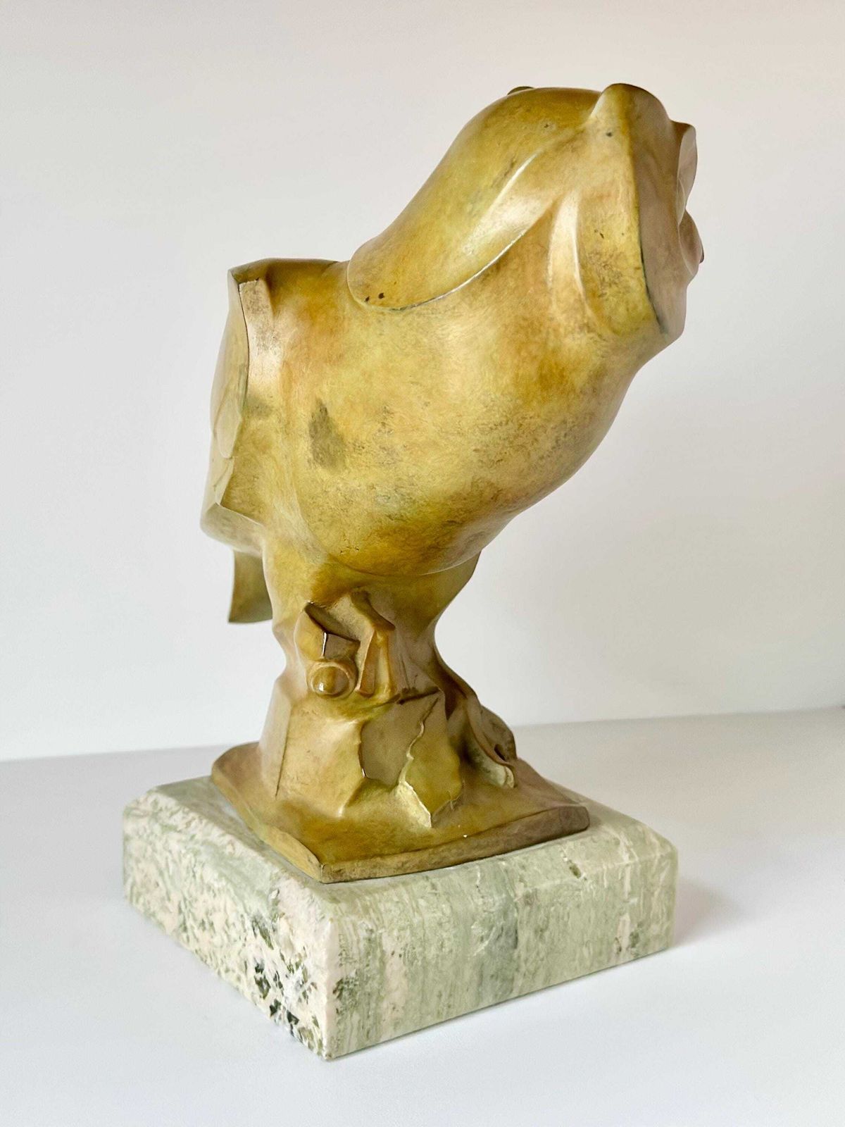 British Sculptor Philip Nathan Frss B 1941 Art Deco Style Bronze Owl On Marble Base Circa 1980 photo vintage