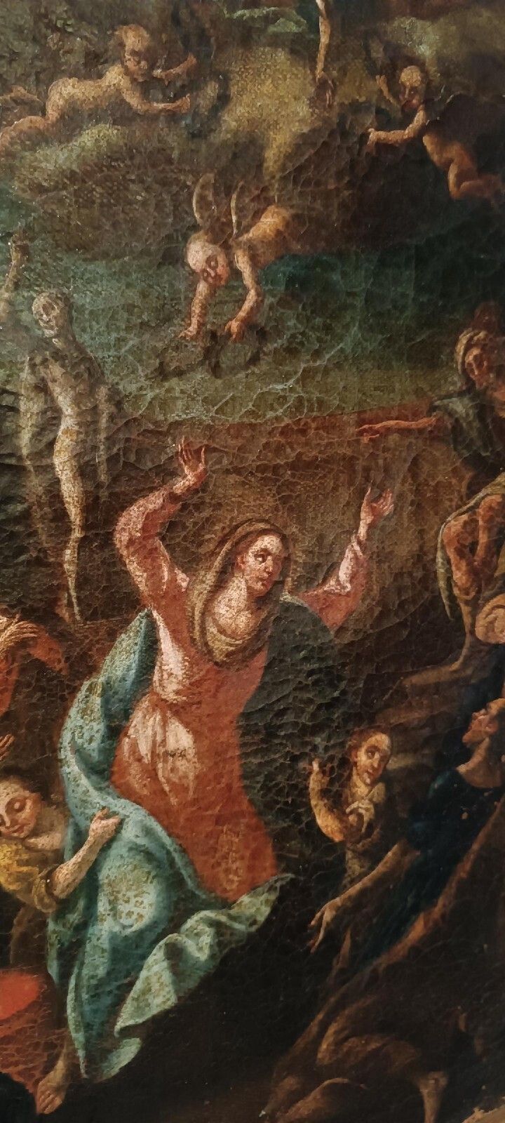 Dipinto Antico .  Olio Su Tela Assunzione Della Vergine XVIII Secolo photo Art